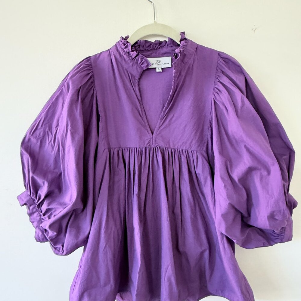 Purple puff sleeve Blouse